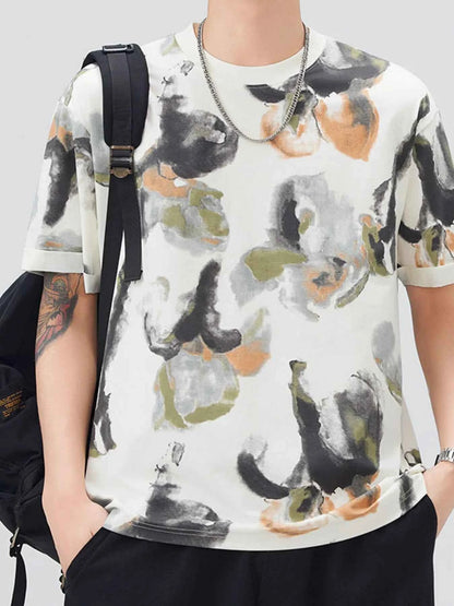 Men's Plus Size Contrast Round Neck Short Sleeve T-Shirt