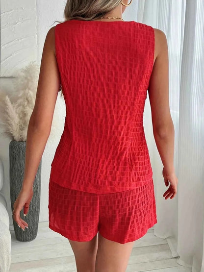 Button-Front Vest and Shorts Set