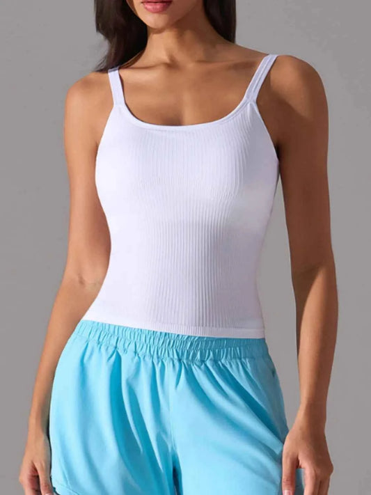 Scoop Neck Active Tank with Detachable Chest Pads