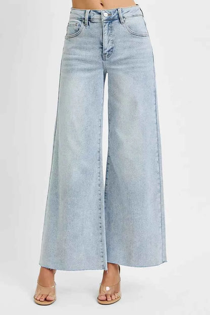 RISEN Full Size High Rise Ankle Wide Palazzo Jeans Plus Size
