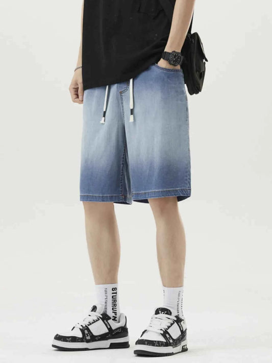 Men's Plus Size Loose Fit Drawstring Denim Shorts