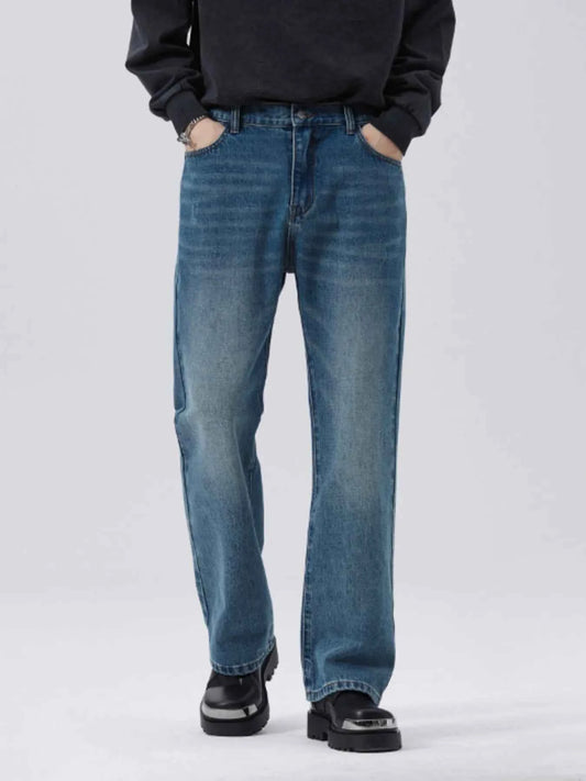 Men's Full Size Washed Straight Leg Jeans Plus Size