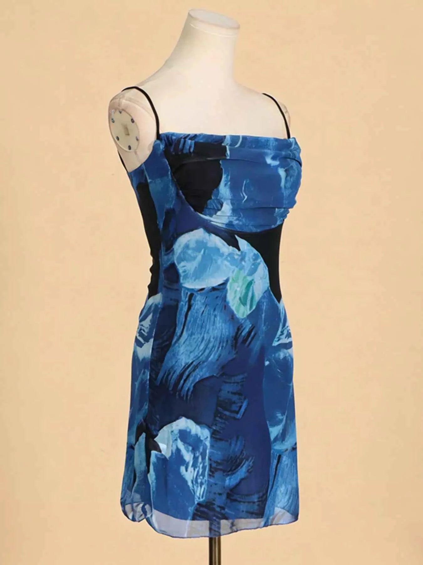 Printed Spaghetti Strap Mini Dress