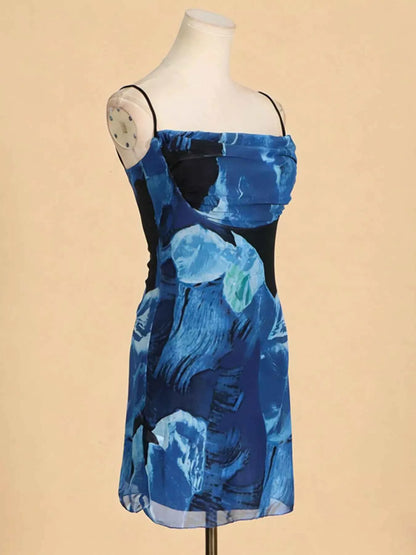 Printed Spaghetti Strap Mini Dress