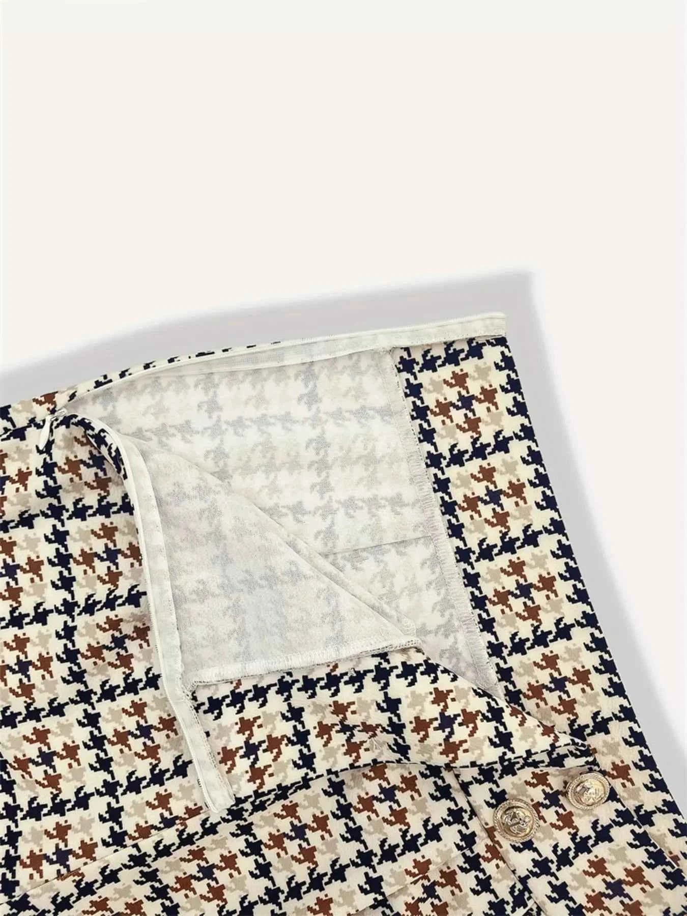 High Waisted Houndstooth Wide Leg Pants