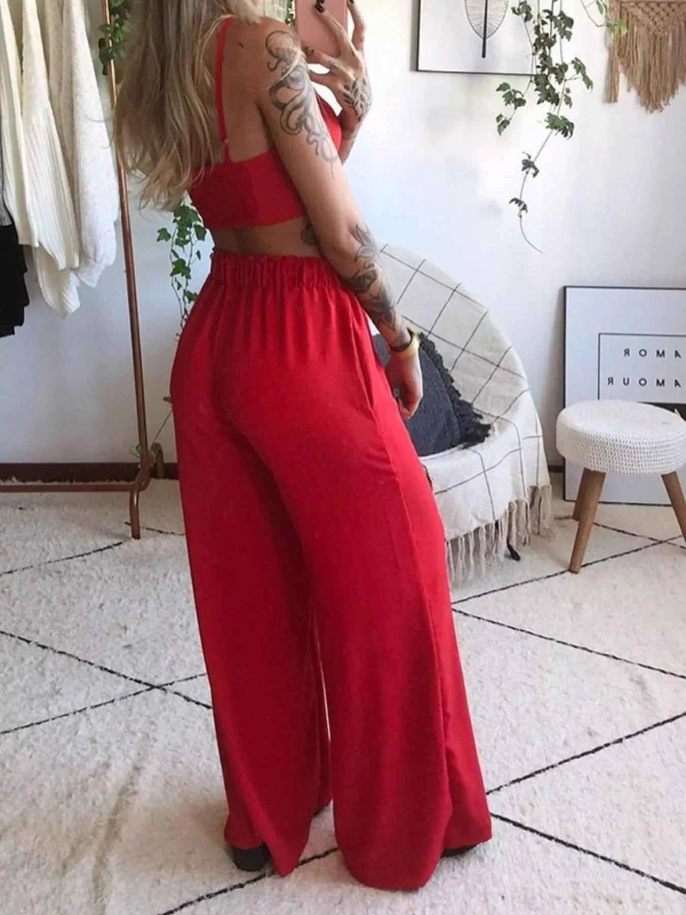 Boho Butterfly Print Top and Pants Set