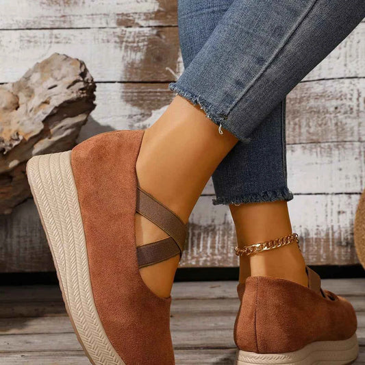 Crisscross Wedge Slip-Ons