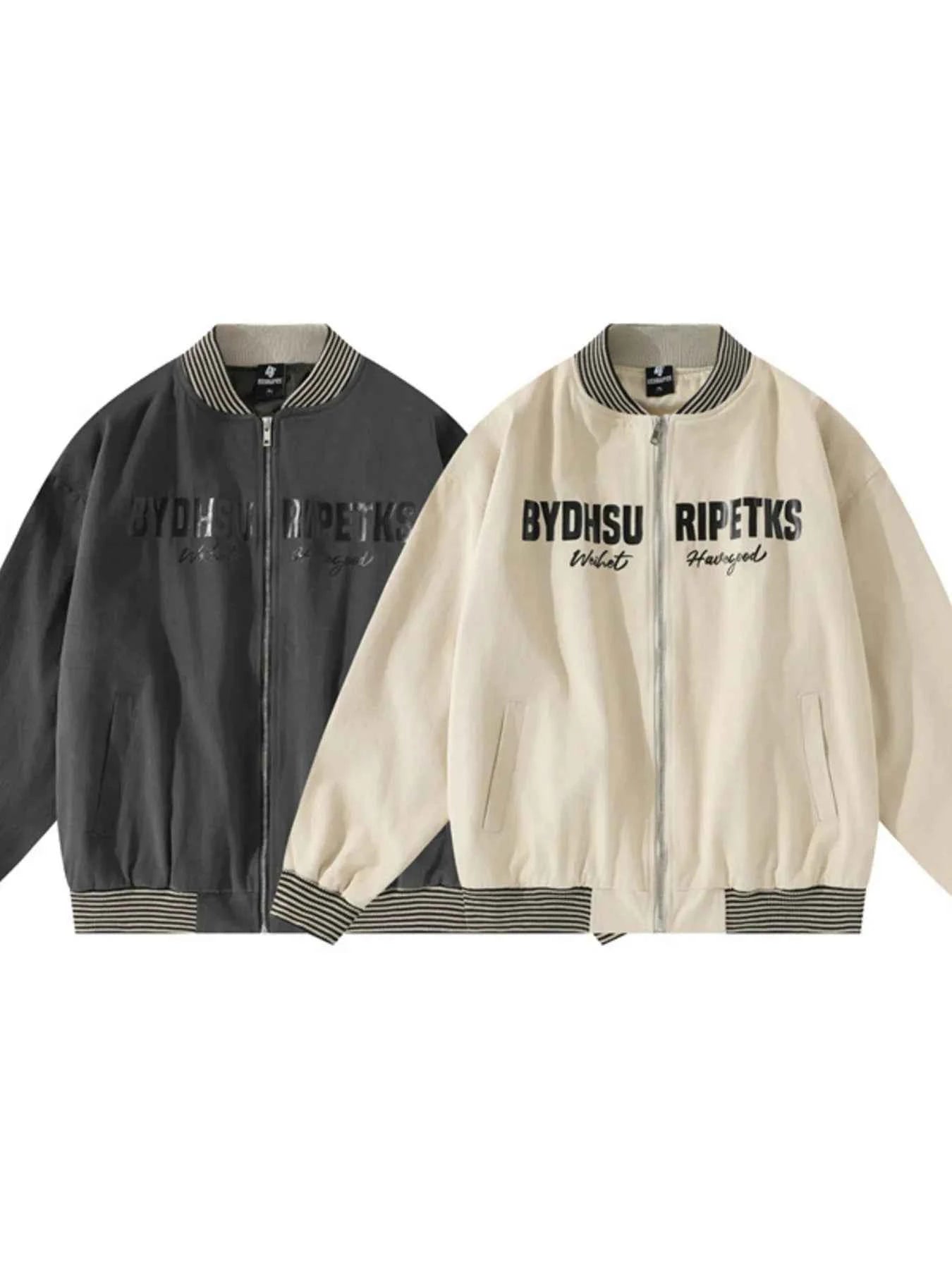 Men's Striped Hem Zip Up Jacket