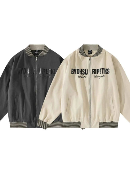 Men's Striped Hem Zip Up Jacket