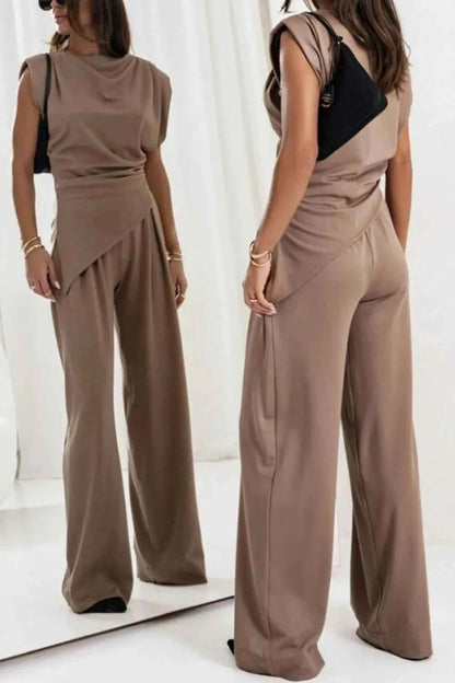 Round Neck Top and Pants Set