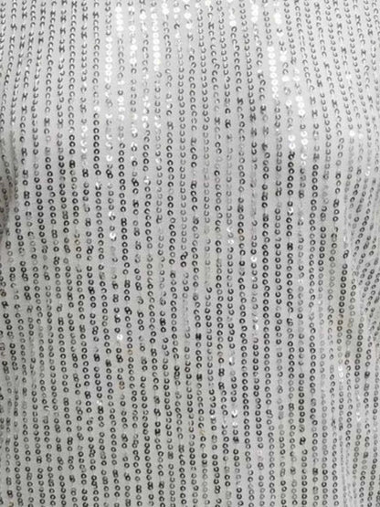 V-Neck Sequin Cap Sleeve Top