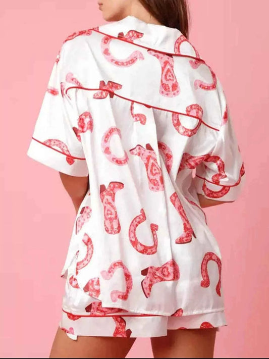 Button Up Half Sleeve Shirt and Shorts Lounge Set