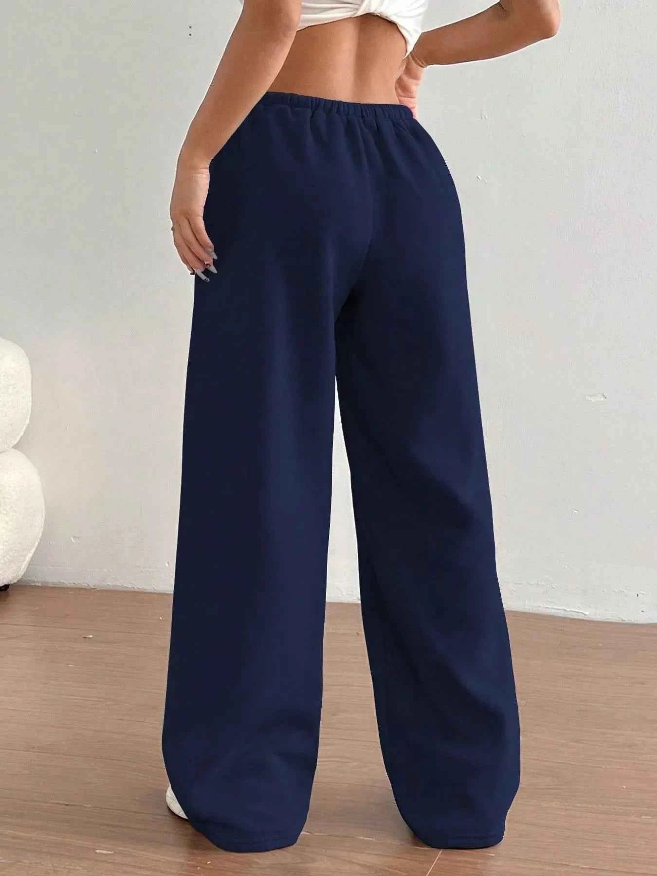 Casual Drawstring High Waist Wide Leg Sweatpants