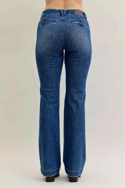 Judy Blue Full Size Mid Rise Bootcut Jeans with Welt Pockets Plus Size