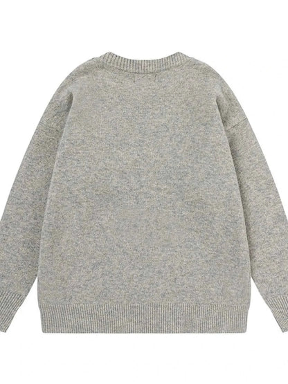 Men's Letter Ribbed Hem Round Neck Sweater