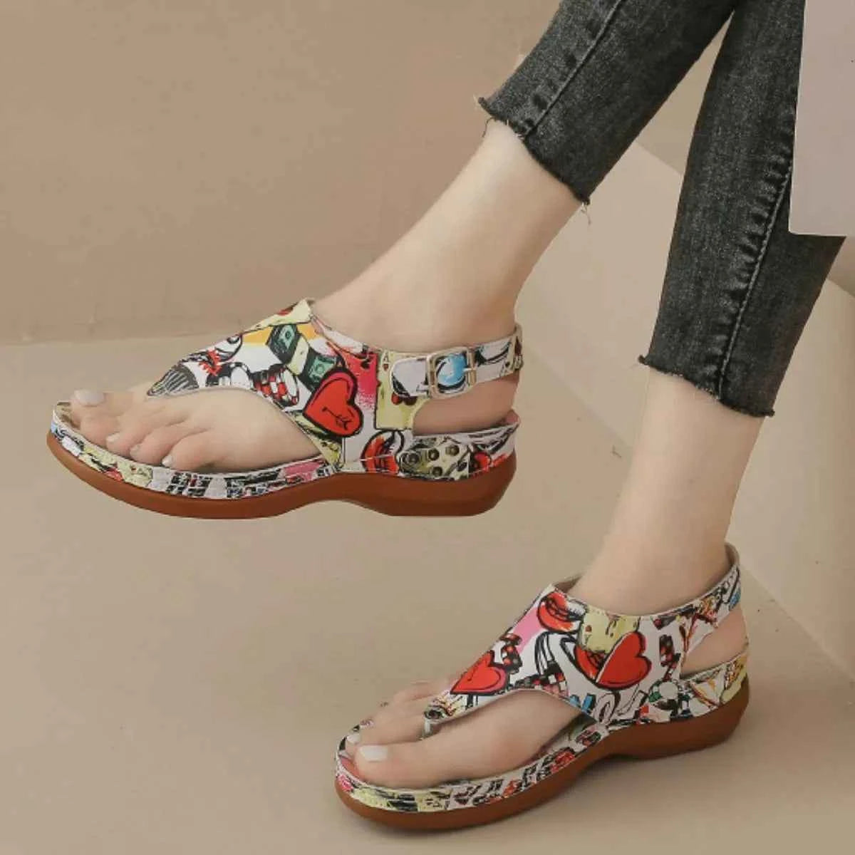 Toe Post Wedge Sandals