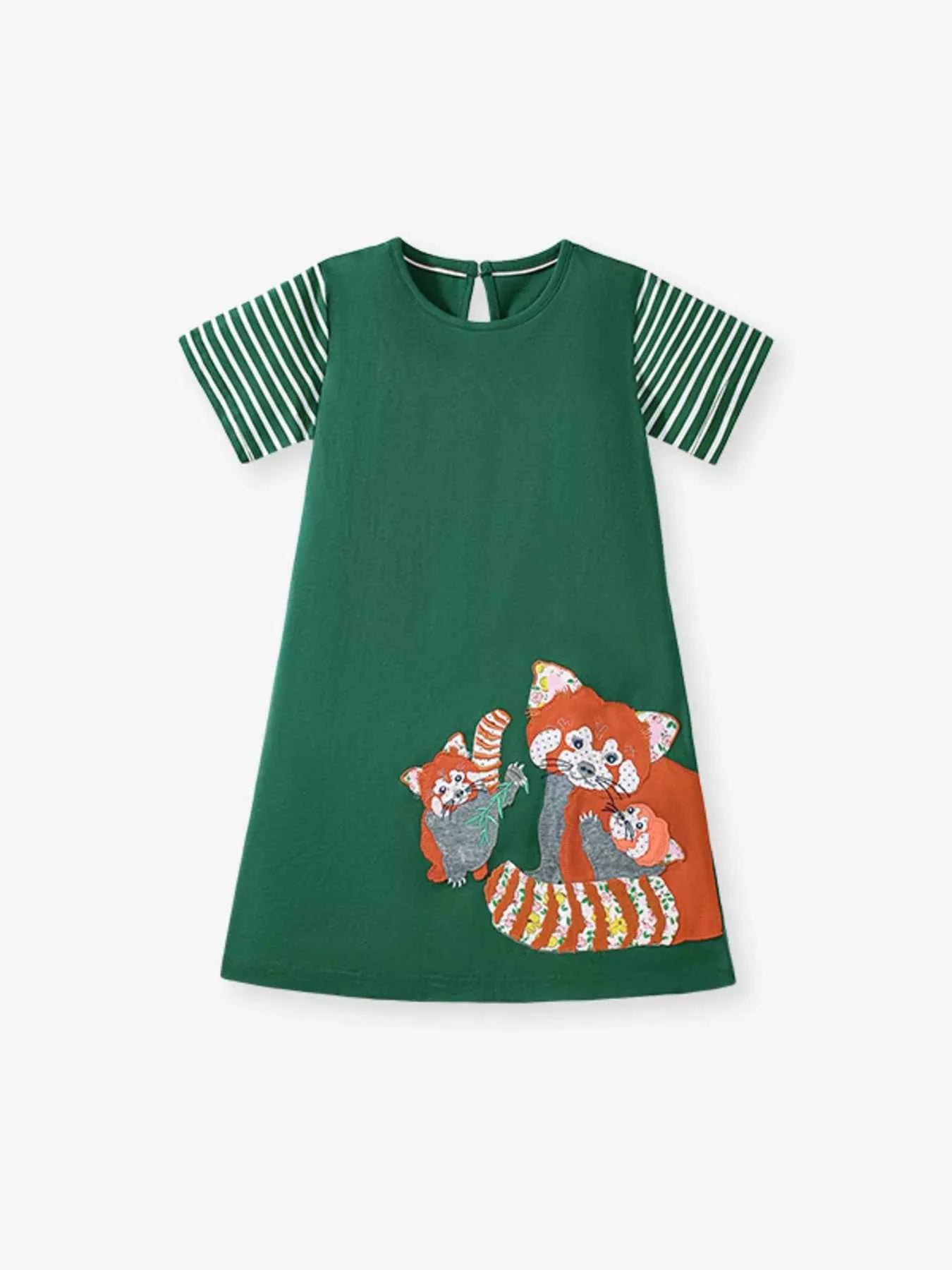 Children's Fox Round Neck Casual Dress