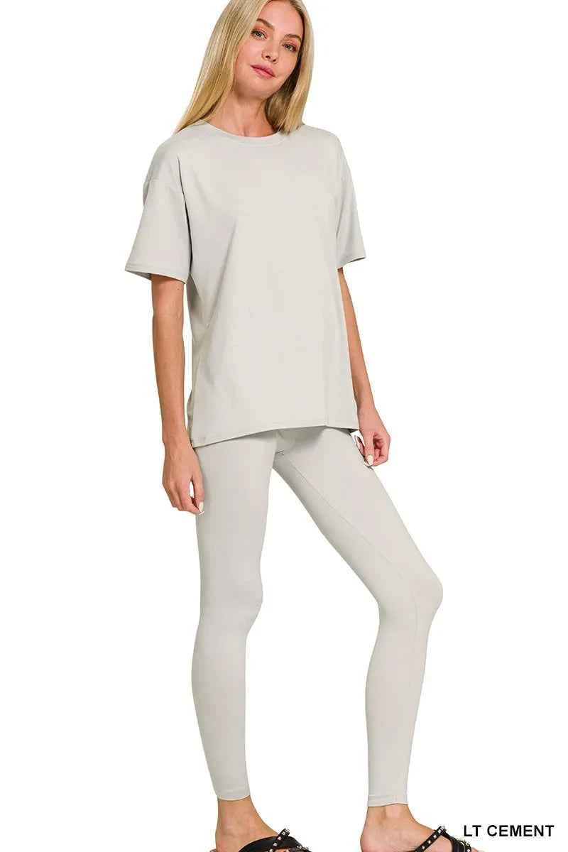 Zenana Brushed Dty Microfiber Short Sleeve Top and Pants Loungewear Set