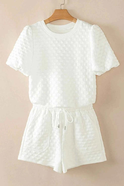 Checkered Texture Top and Shorts Set