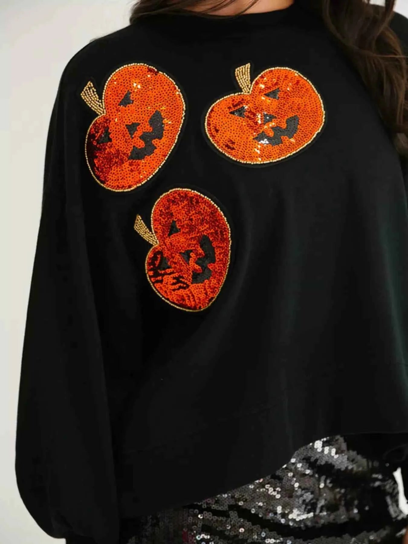 Halloween Pumpkin Round Neck Sweatshirt