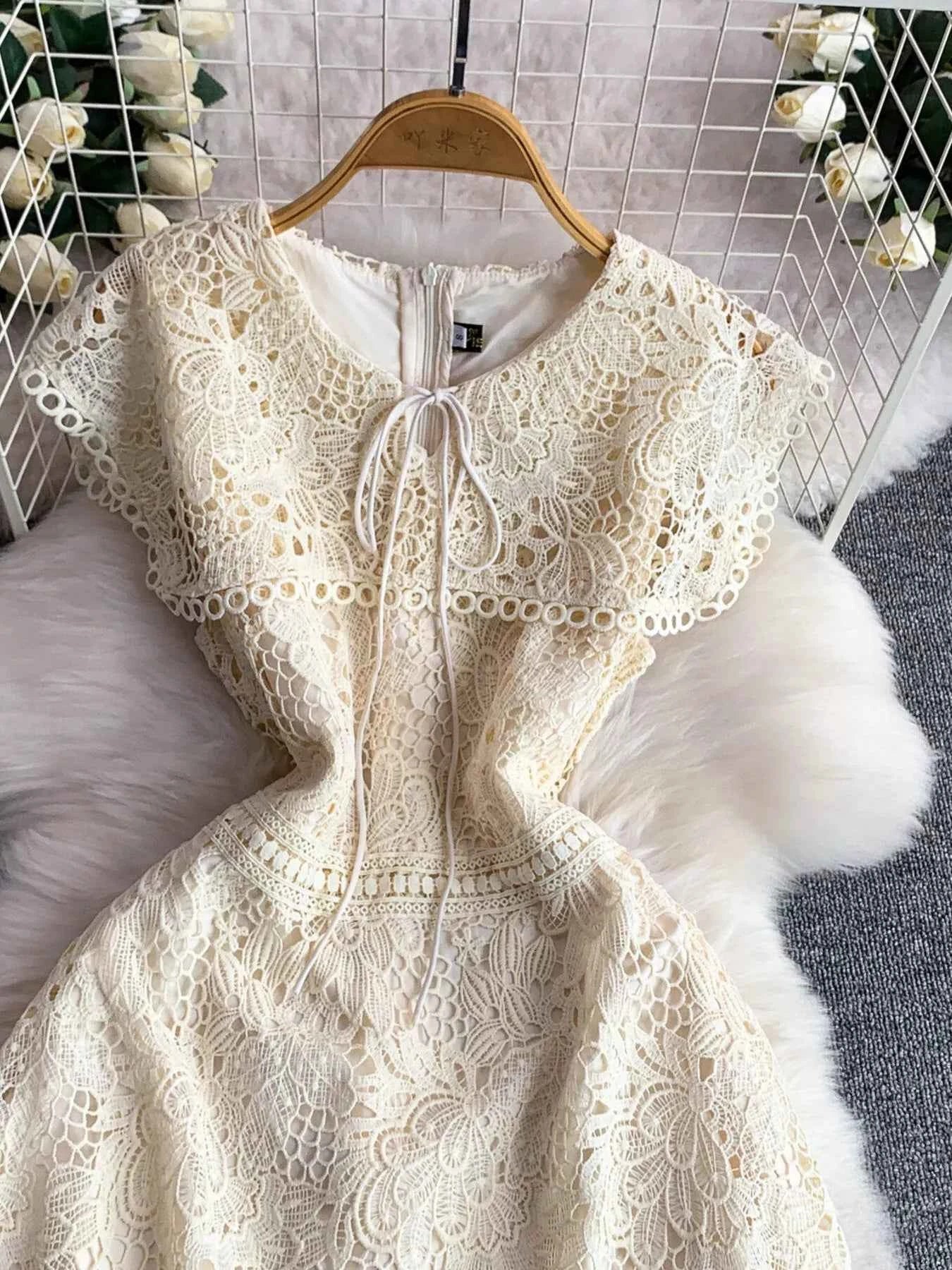 Lace Sleeveless A-Line Dress