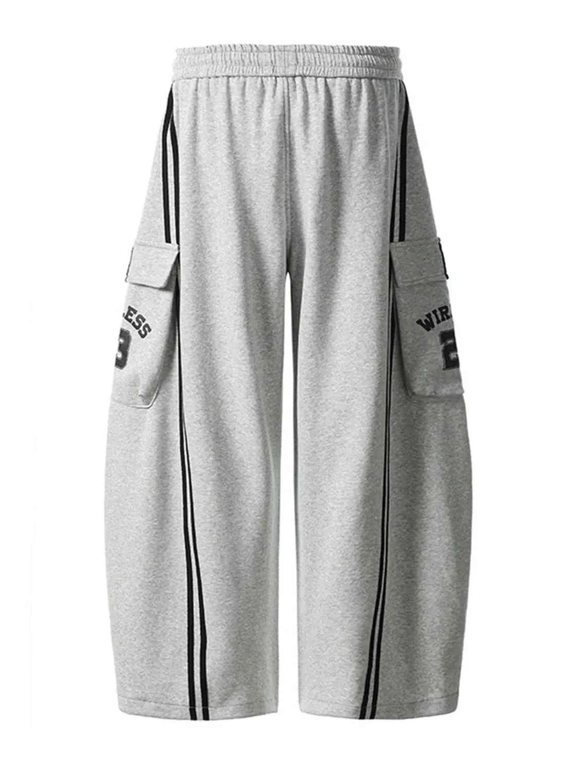 Drawstring Side Striped Wide Leg Pants