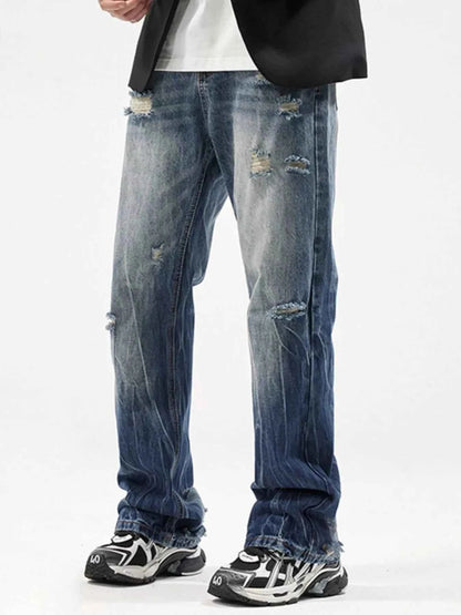 Men's Distressed Wide Leg Jeans