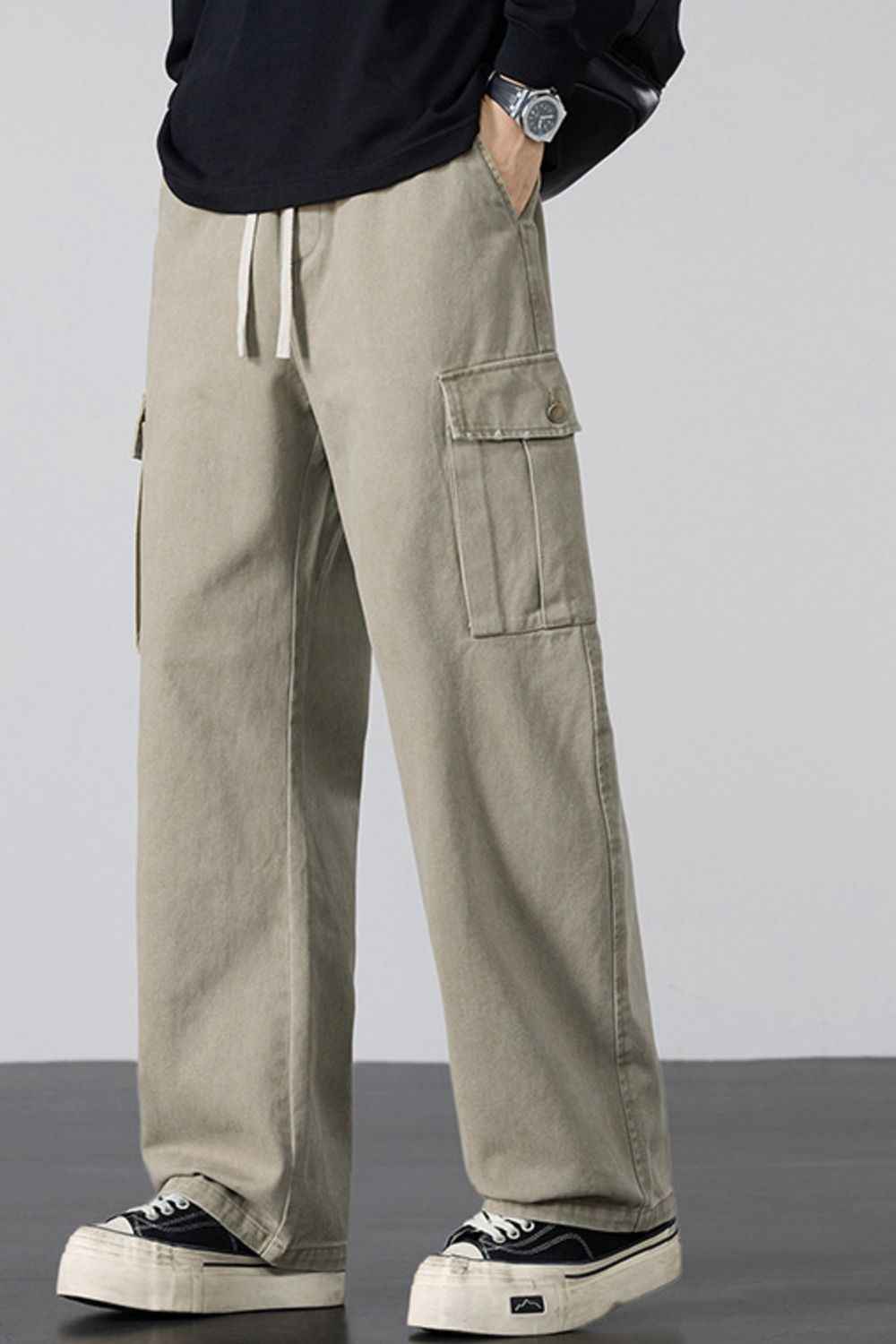 Men's Plus Size Drawstring Loose Fit Cargo Pants