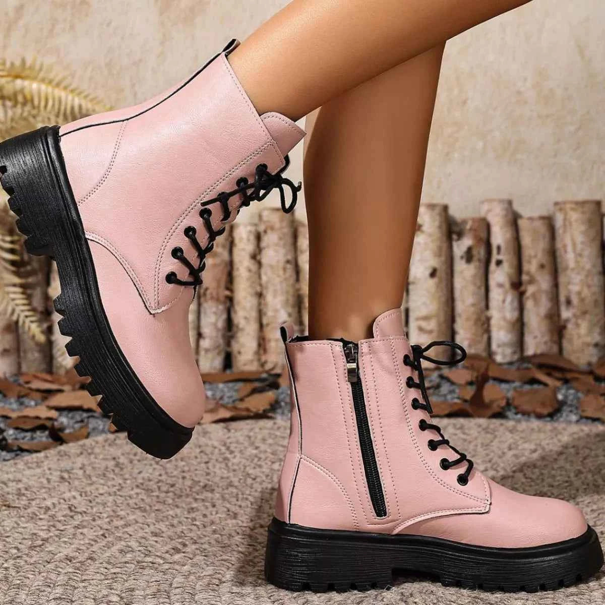 Round Toe Block Heels Boots