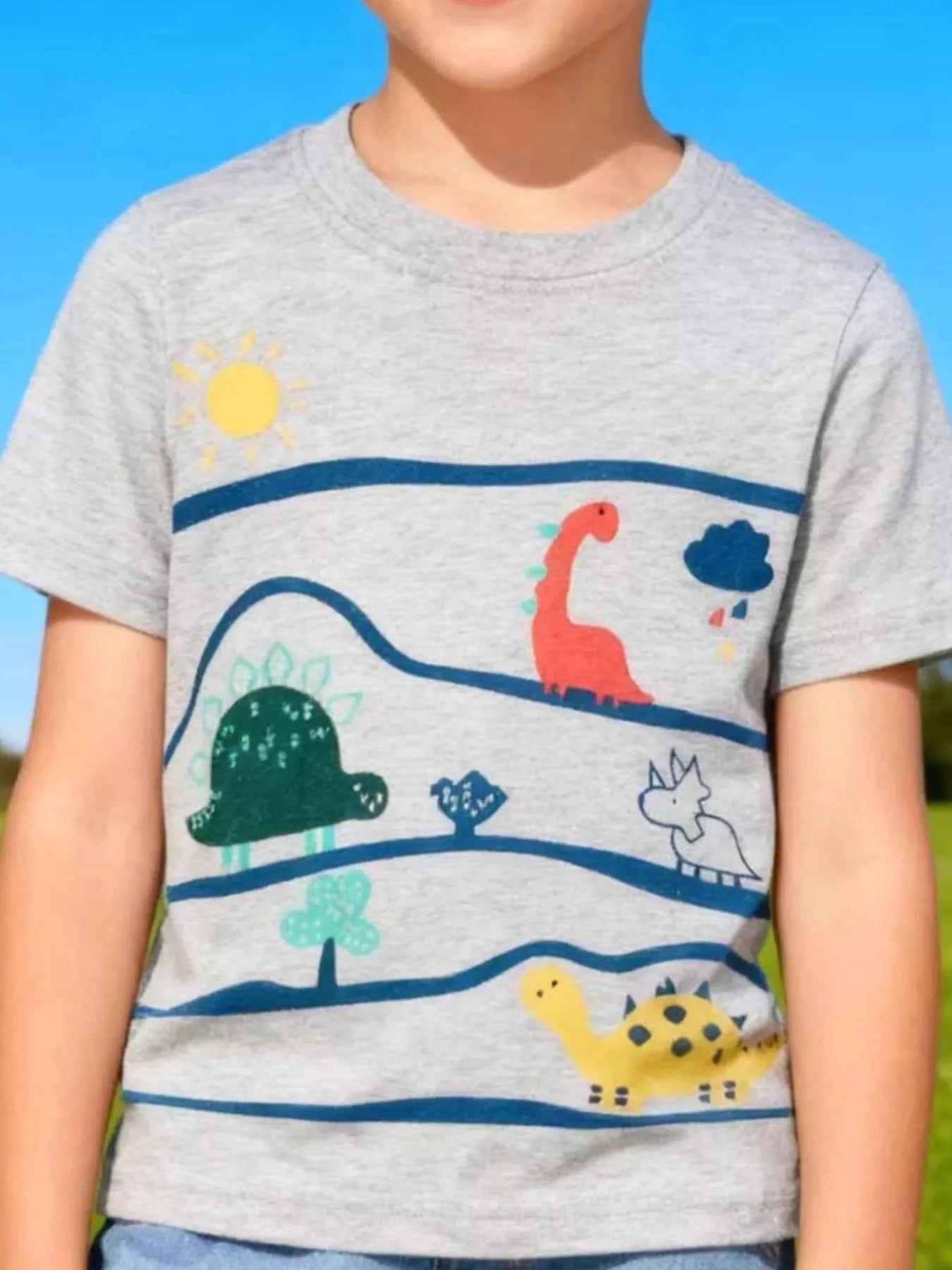 Children's Dinosaur Graphic Round Neck Tee