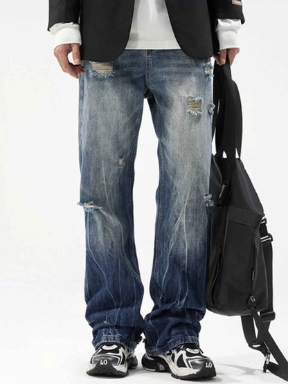 Men's Distressed Wide Leg Jeans
