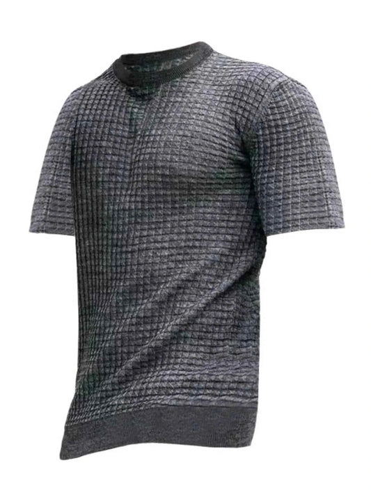 Men's Full Size Textured Round Neck Short Sleeve T-Shirt Plus Size