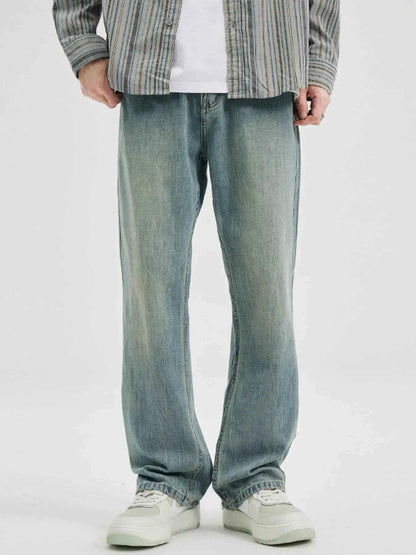 Men's Washed Wide Leg Jeans