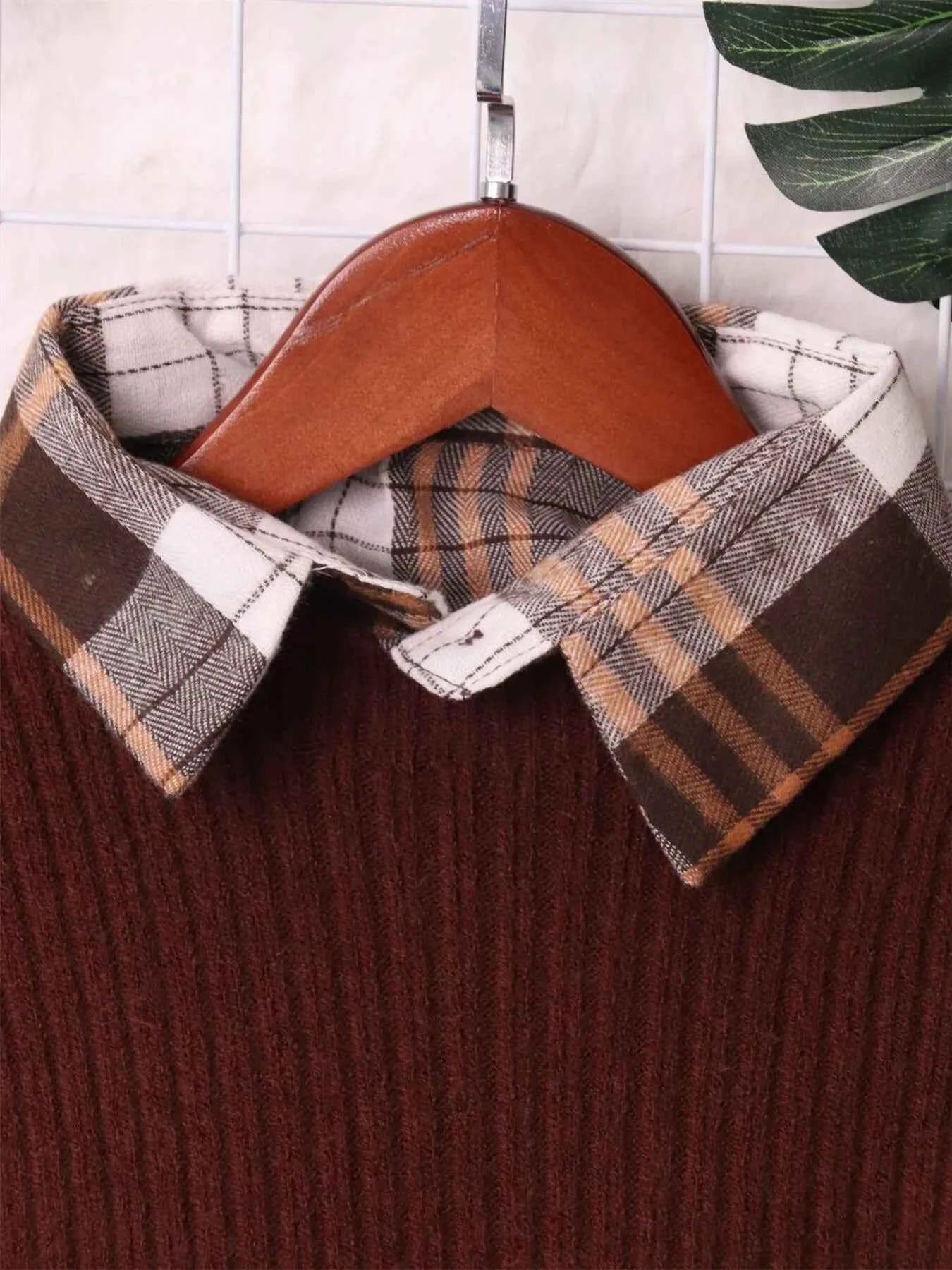 Plaid Long Sleeve Sweater Dress