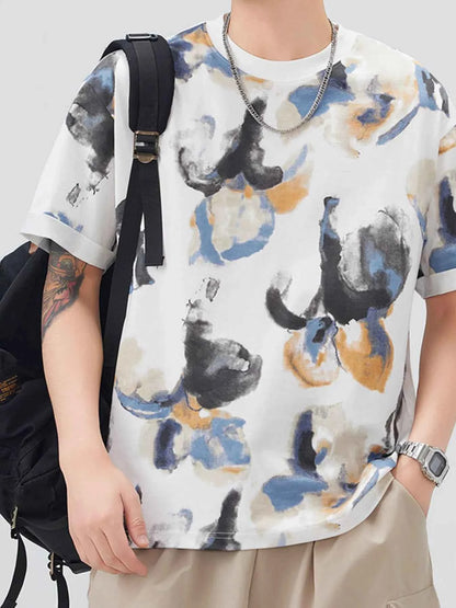 Men's Plus Size Contrast Round Neck Short Sleeve T-Shirt