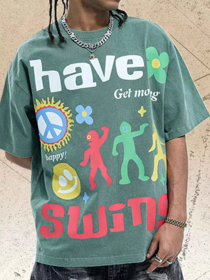 Men's Graphic Round Neck Oversized T-Shirt