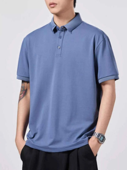 Men's Plus Size Collared Neck Short Sleeve Polo
