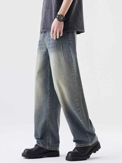 Men's Washed Wide Leg Relaxed Fit Jeans