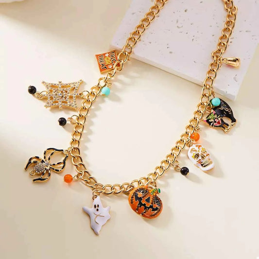 Halloween Charm Necklace with Festive Pendant Collection
