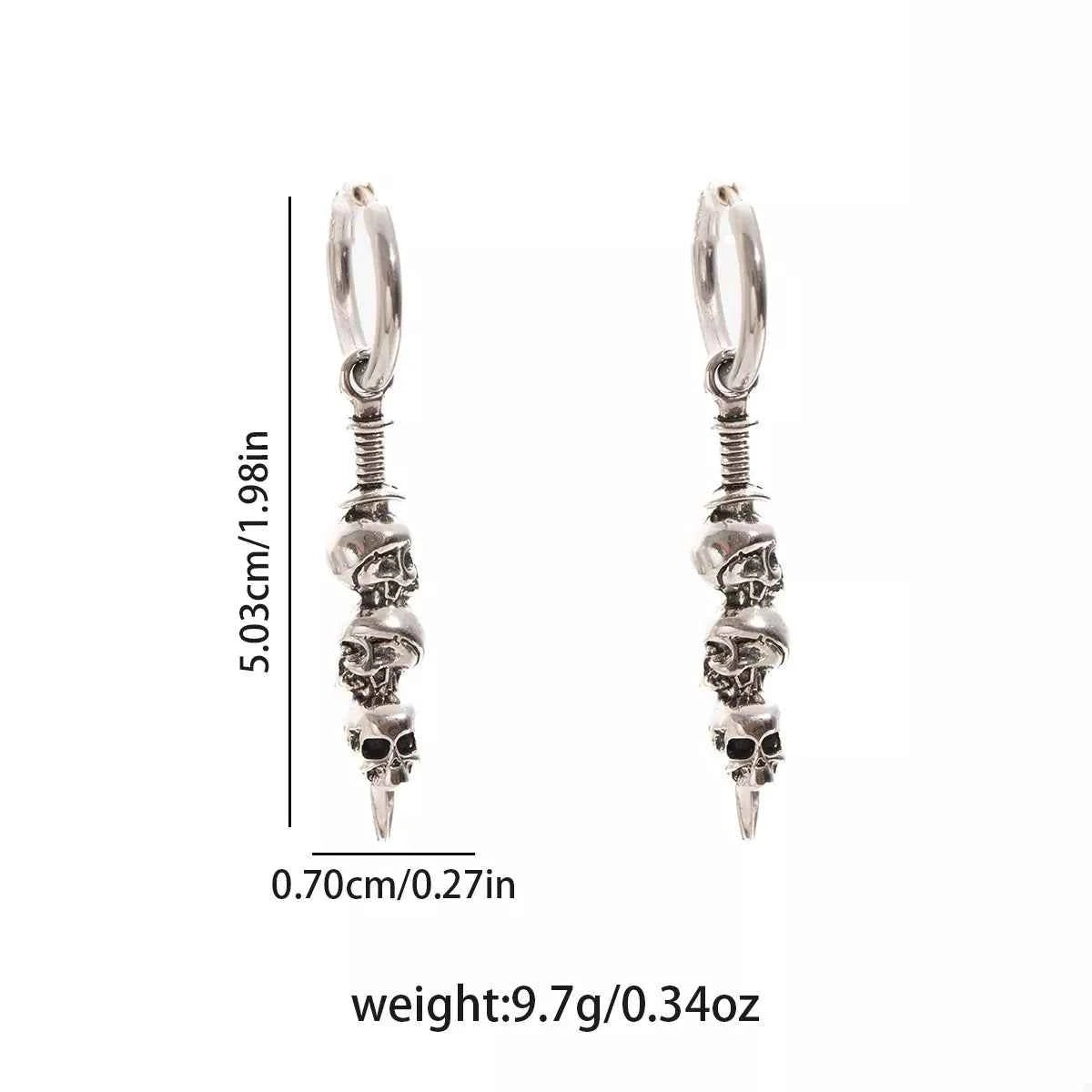 Halloween Skull Chain Drop Earrings