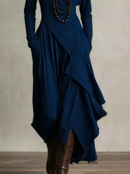 Full Size Asymmetrical Hem Turtleneck Dress Plus Size