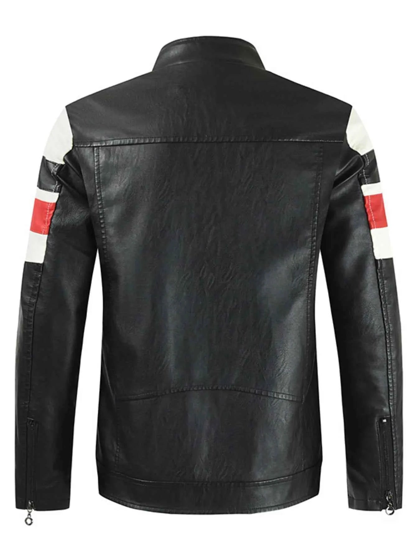 Men's Plus Size Contrast Zip Up Long Sleeve Jacket