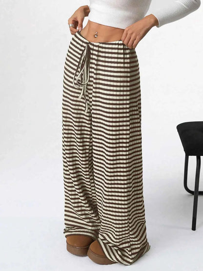 Striped Wide Leg Drawstring Pants