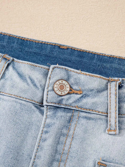 Wash High Rise Denim Shorts