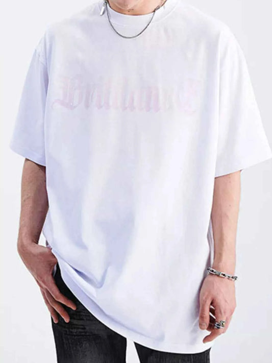 Men's Letter Round Neck Half Sleeve T-Shirt