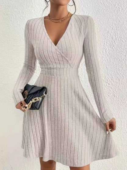 Ribbed Knit Wrap Mini Dress