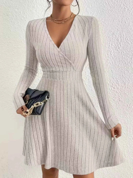 Ribbed Knit Wrap Mini Dress