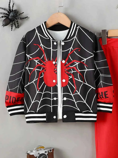 Spider Baseball Collar Top and Pants Set