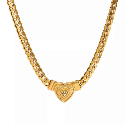 18K Gold-Plated Zircon Heart Necklace