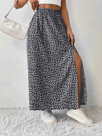Slit Printed Skirt